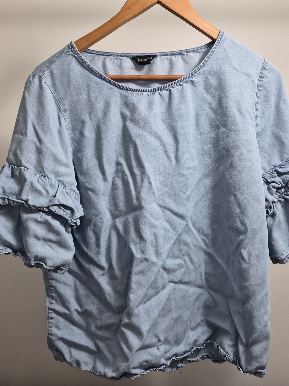 Trend Setter Diva Boutique Light Blue Ruffle-Sleeve Top